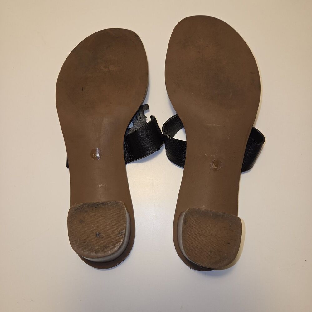 Tory Burch Moore 45mm Black Leather Thong Block Heel Sandals Womens Size 10 - Picture 4 of 9